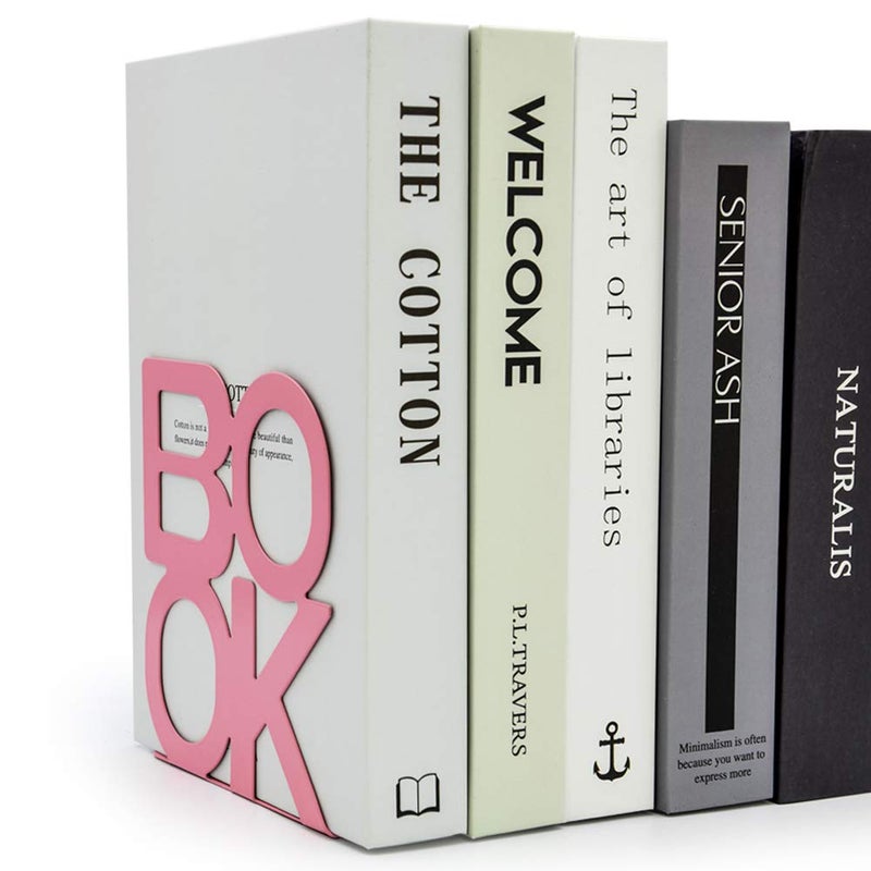 shikaman Book Ends - Decorative Metal Book Ends Supports for Bookrack Desk,Books, Unique Appearance Design,Heavy Duty - Image 2